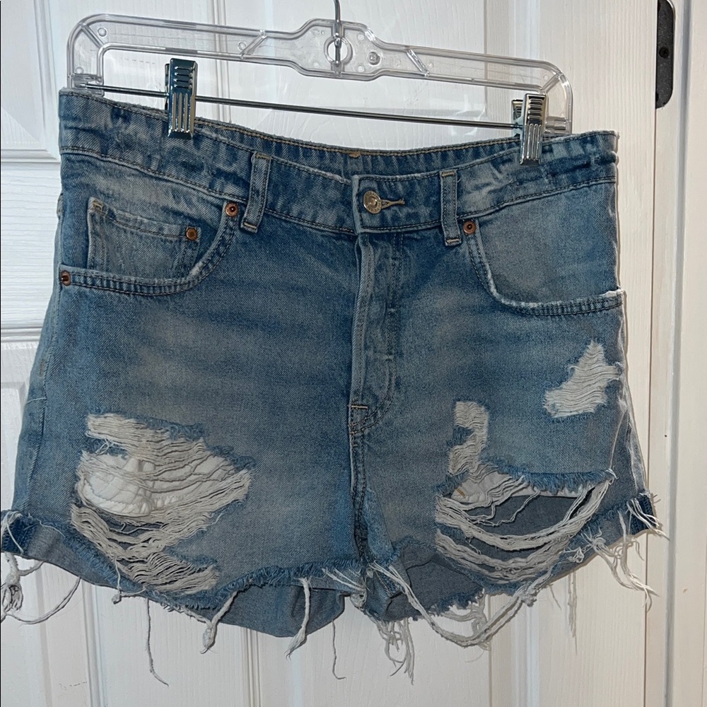 Trendy Distressed Denim Jean Shorts